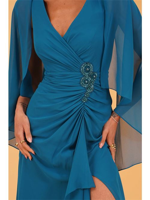Abito lungo con spacco Allure Evening | A4789OCEAN BLUE