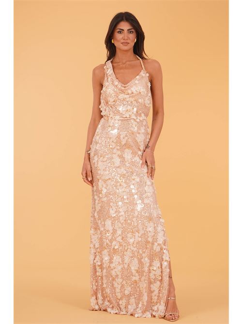 Abito lungo con paillettes Allure Evening | A4815CREAM