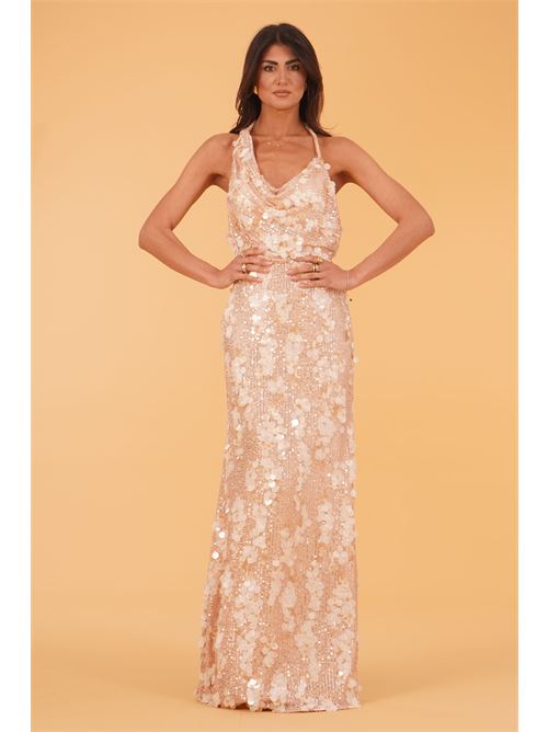 Abito lungo con paillettes Allure Evening | A4815CREAM