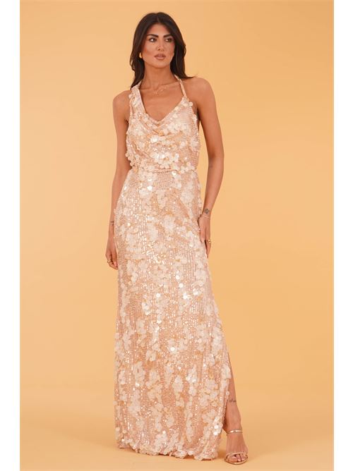 Abito lungo con paillettes Allure Evening | A4815CREAM