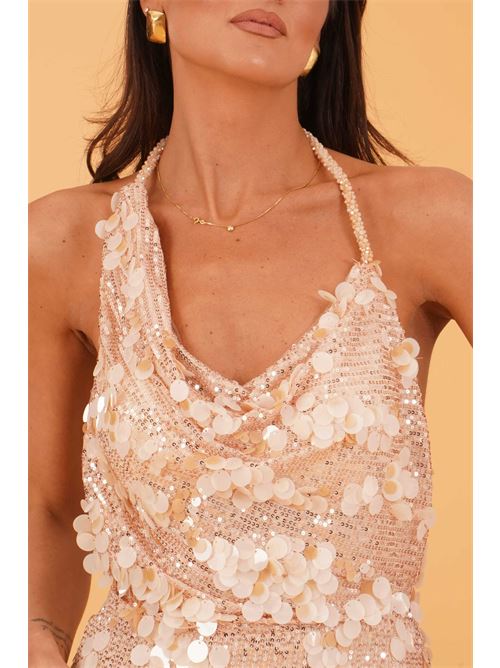 Abito lungo con paillettes Allure Evening | A4815CREAM