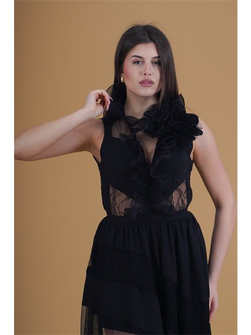 Abito in pizzo e georgette Babylon | EL0707NERO