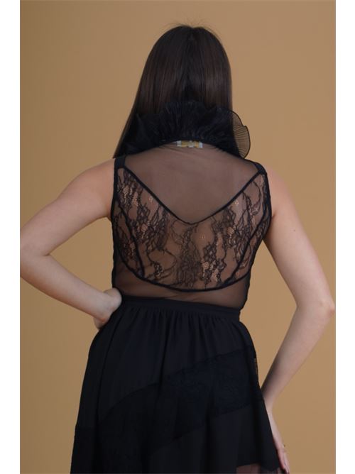 Abito in pizzo e georgette Babylon | EL0707NERO