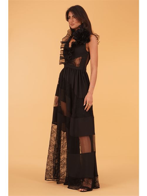 Abito in pizzo e georgette Babylon | EL0707NERO