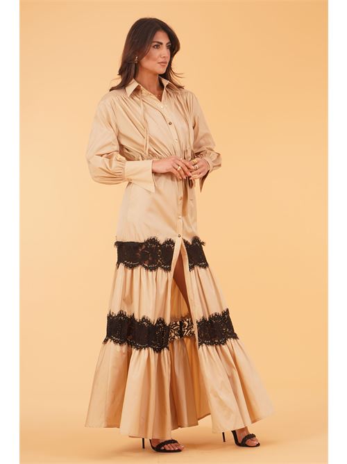 Abito chemisier con pizzo Babylon | MF2010BEIGE