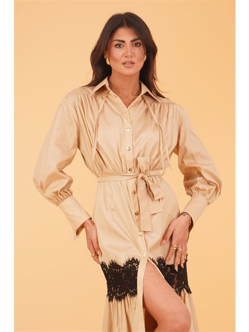Abito chemisier con pizzo Babylon | MF2010BEIGE