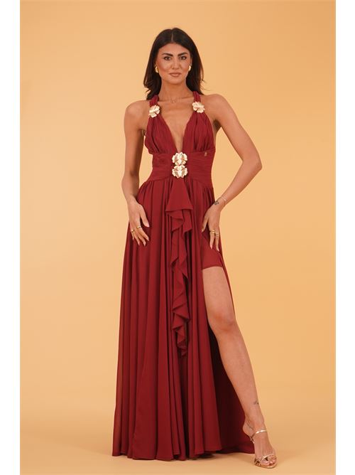 Abito lungo con spacco Babylon | S00901BORDEAUX