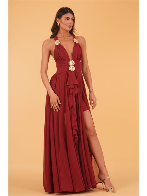 Abito lungo con spacco Babylon | S00901BORDEAUX