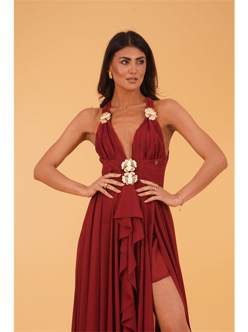 Abito lungo con spacco Babylon | S00901BORDEAUX