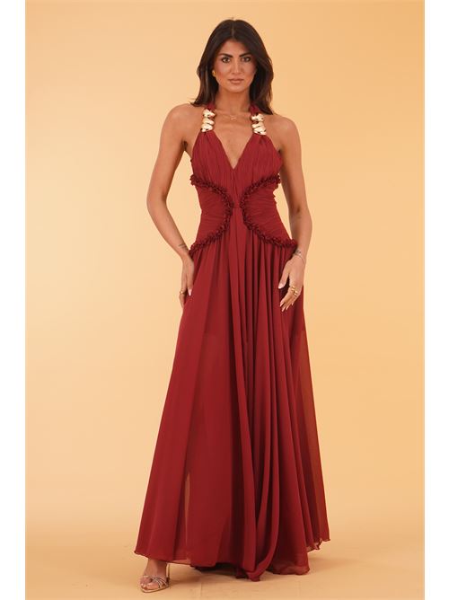 Abito lungo scollo all'americana Babylon | S00922BORDEAUX