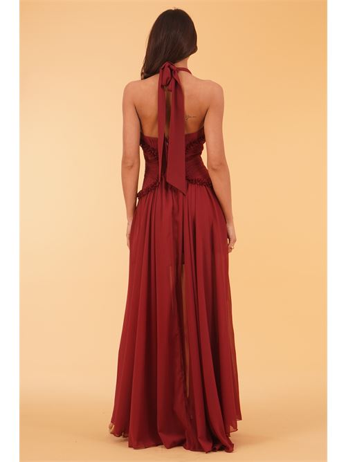 Abito lungo scollo all'americana Babylon | S00922BORDEAUX
