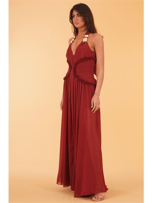 Abito lungo scollo all'americana Babylon | S00922BORDEAUX