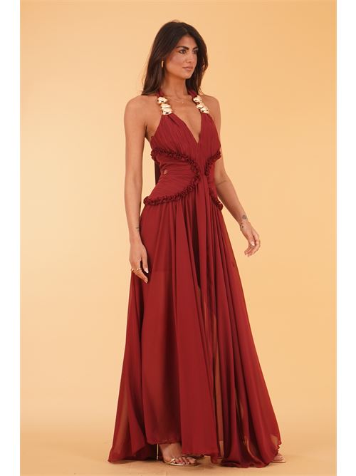 Abito lungo scollo all'americana Babylon | S00922BORDEAUX