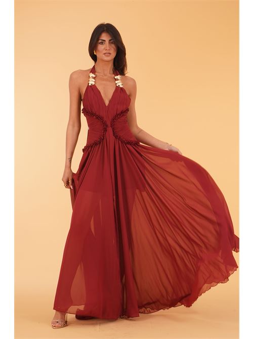 Abito lungo scollo all'americana Babylon | S00922BORDEAUX
