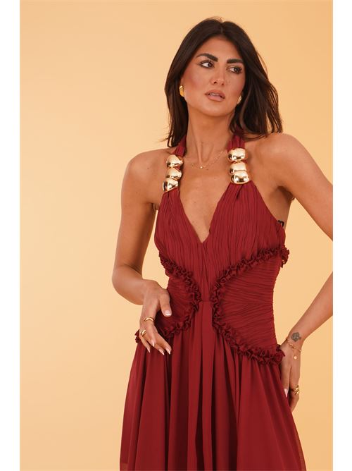 Abito lungo scollo all'americana Babylon | S00922BORDEAUX