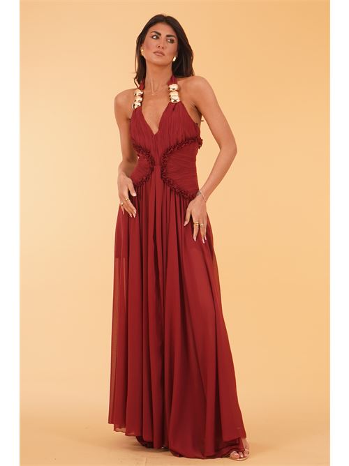 Abito lungo scollo all'americana Babylon | S00922BORDEAUX