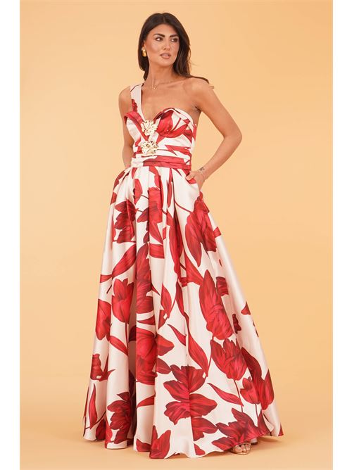 Abito in mikado fantasia Babylon | S00929ROSA FIORE ROSA