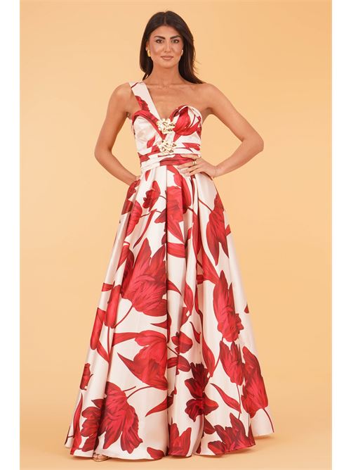 Abito in mikado fantasia Babylon | S00929ROSA FIORE ROSA