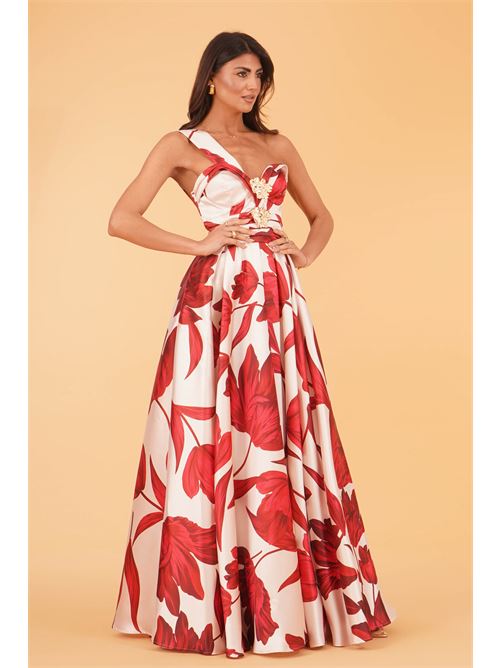 Abito in mikado fantasia Babylon | S00929ROSA FIORE ROSA