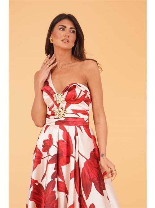 Abito in mikado fantasia Babylon | S00929ROSA FIORE ROSA