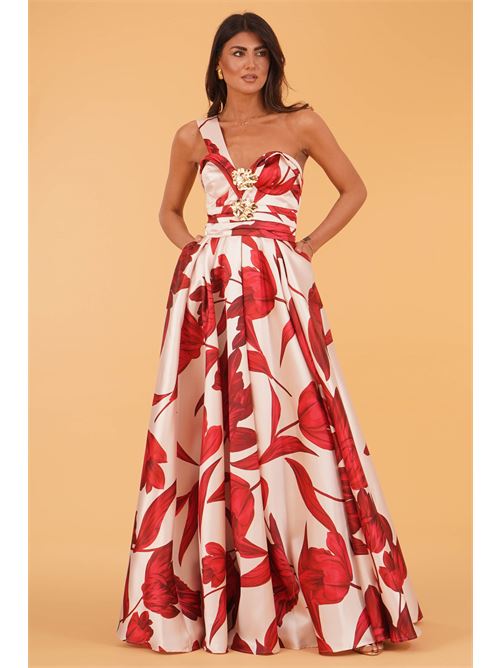 Abito in mikado fantasia Babylon | S00929ROSA FIORE ROSA