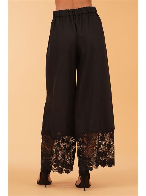 Pantalone palazzo in lino Clips | E2269742NERO
