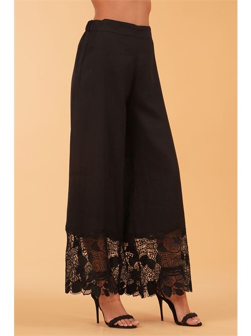 Pantalone palazzo in lino Clips | E2269742NERO