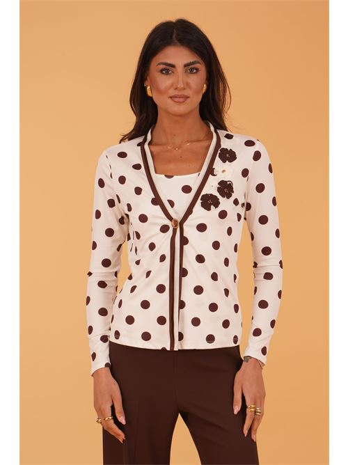 Cardigan pois in viscosa elastica GM by Gai Mattiolo | GM3704BURRO/MORO