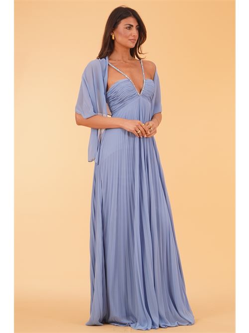 Abito in georgette plissettato Kuea | KS2403SKY