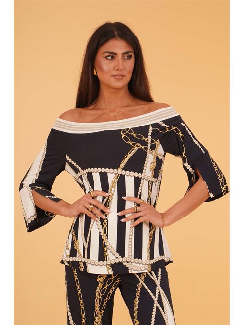 Casacca elastica in viscosa fantasia LAFTY.LIE | 44P206BLU