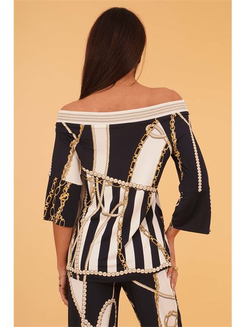 Casacca elastica in viscosa fantasia LAFTY.LIE | 44P206BLU