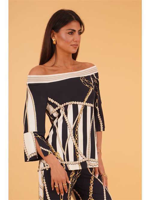 Casacca elastica in viscosa fantasia LAFTY.LIE | 44P206BLU