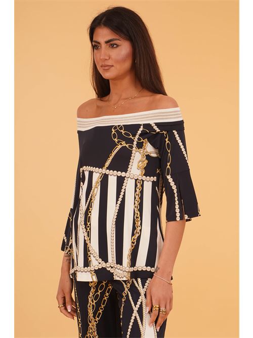 Casacca elastica in viscosa fantasia LAFTY.LIE | 44P206BLU