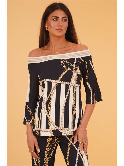 Casacca elastica in viscosa fantasia LAFTY.LIE | 44P206BLU