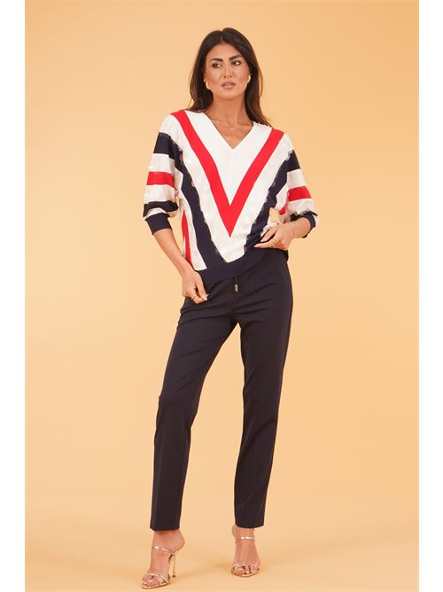 Maglia in viscosa con paillettes LAFTY.LIE | 50V133BLU/BIANCO/ROSSO