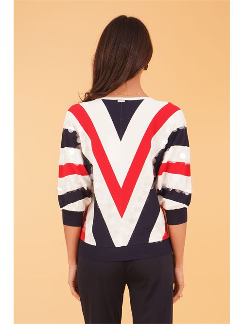 Maglia in viscosa con paillettes LAFTY.LIE | 50V133BLU/BIANCO/ROSSO