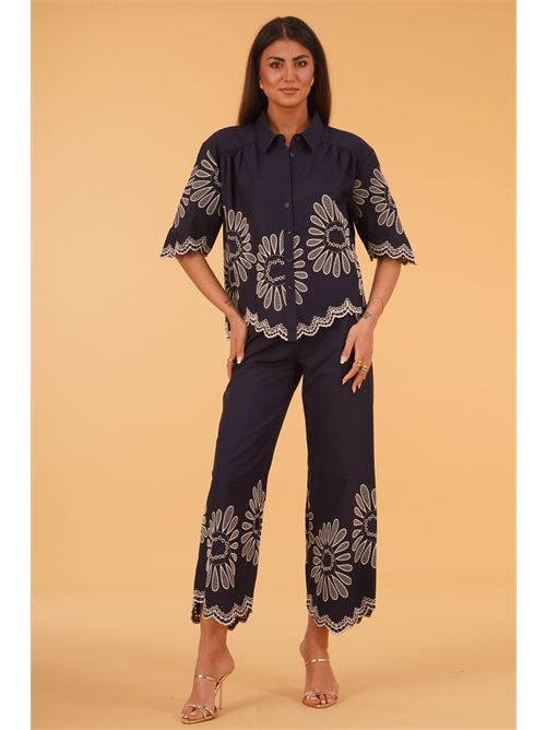 Camicia in cotone con ricami LAFTY.LIE | 56Q211BLU