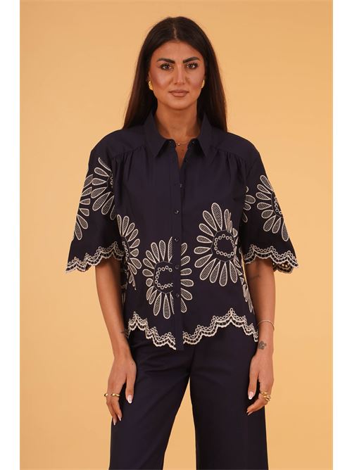Camicia in cotone con ricami LAFTY.LIE | 56Q211BLU