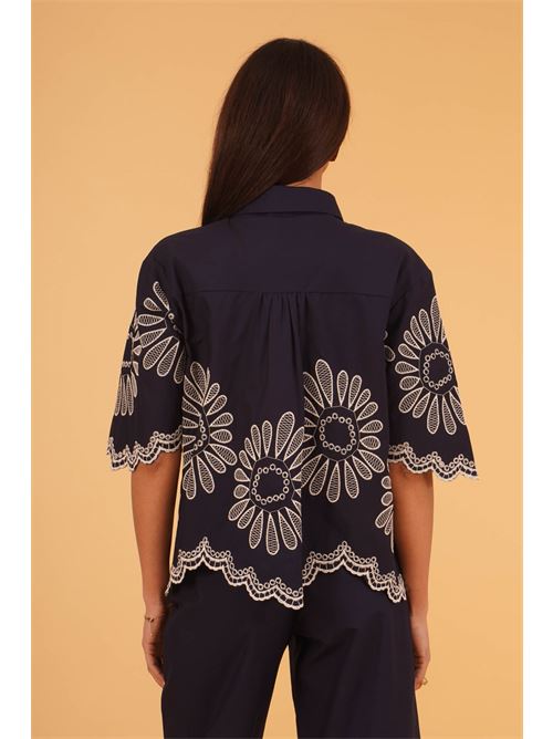 Camicia in cotone con ricami LAFTY.LIE | 56Q211BLU