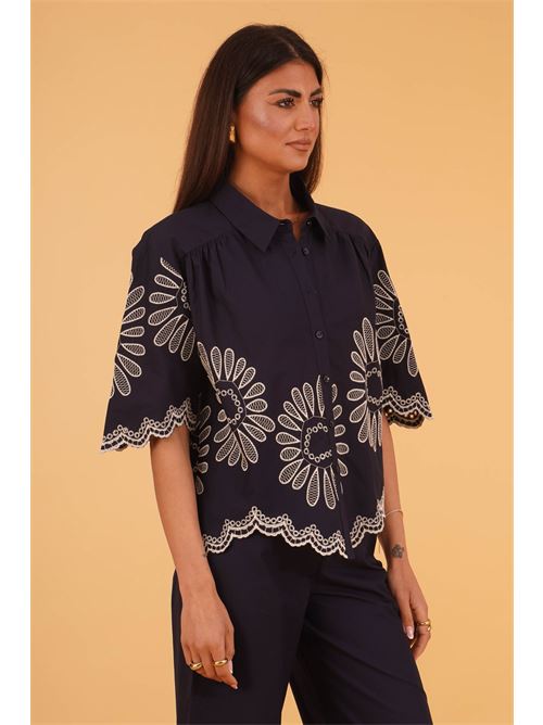 Camicia in cotone con ricami LAFTY.LIE | 56Q211BLU