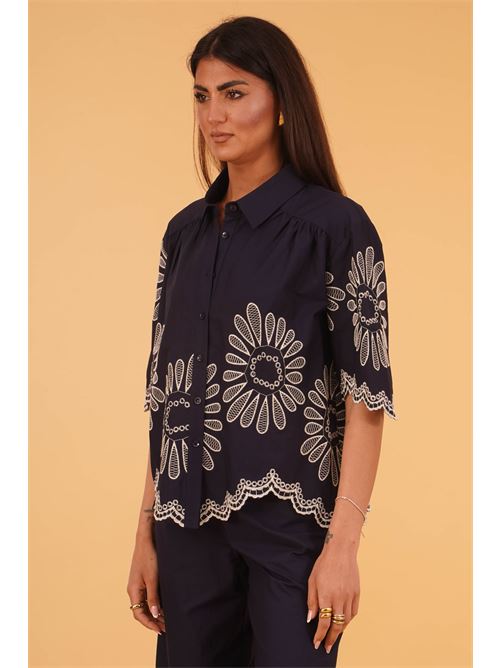 Camicia in cotone con ricami LAFTY.LIE | 56Q211BLU