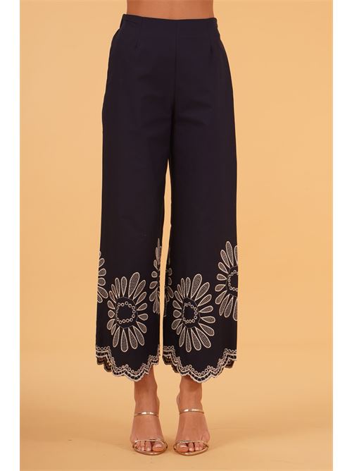 Pantalone in cotone con ricami LAFTY.LIE | 56Q310BLU