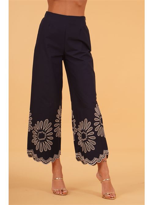 Pantalone in cotone con ricami LAFTY.LIE | 56Q310BLU