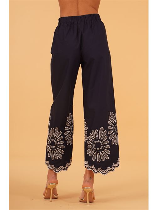 Pantalone in cotone con ricami LAFTY.LIE | 56Q310BLU