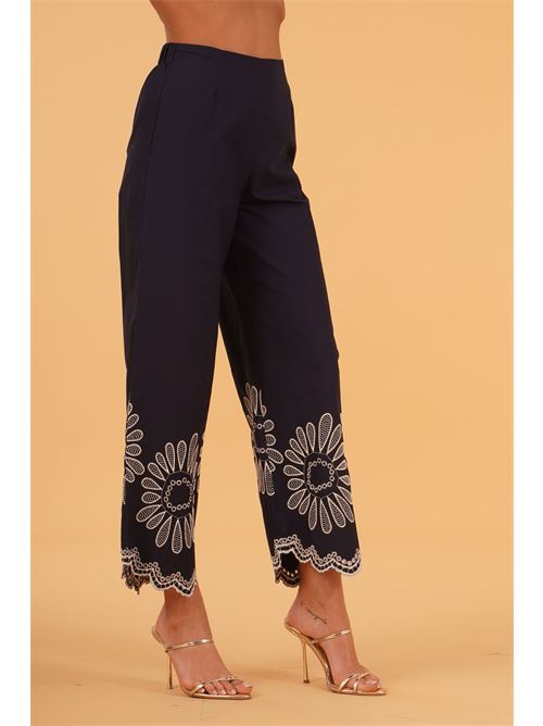 Pantalone in cotone con ricami LAFTY.LIE | 56Q310BLU