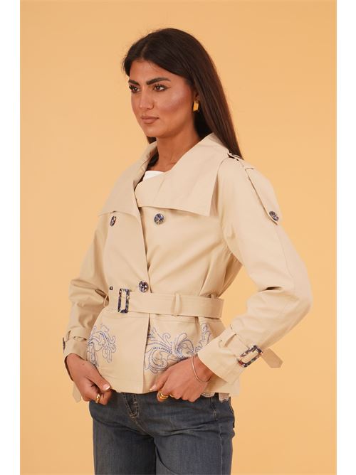 Giacca Trench corta LANACAPRINA | LC5105BEIGE/AZZURRO