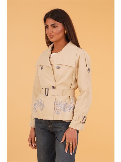Giacca Trench corta LANACAPRINA | LC5105BEIGE/AZZURRO