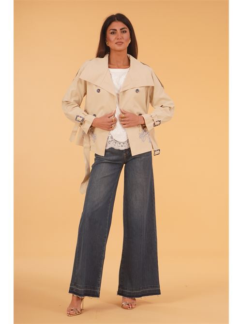 Giacca Trench corta LANACAPRINA | LC5105BEIGE/AZZURRO