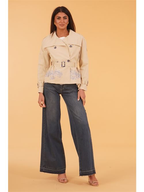 Giacca Trench corta LANACAPRINA | LC5105BEIGE/AZZURRO