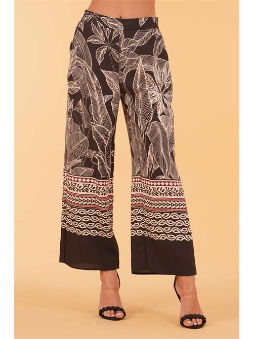 Pantalone in viscosa fantasia LANACAPRINA | LC5276NERO